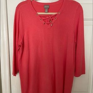Chico’s Salmon‎ Lace Neck Sweater